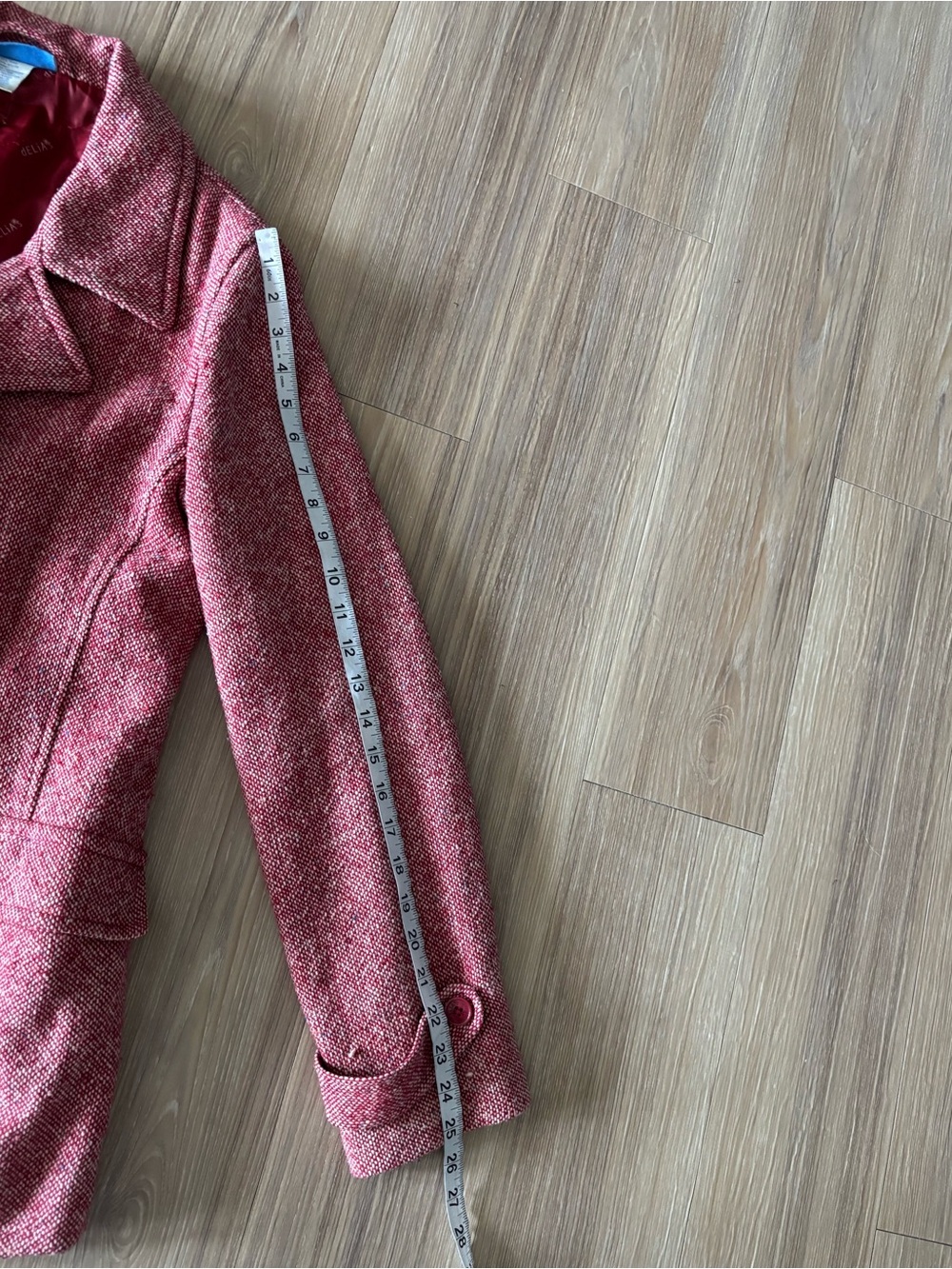 VTG Delia’s Pea Coat Red Wool Tweed Double-Breasted Womens L Y2K Classic Preppy - Picture 9 of 12